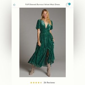 Puff-sleeve Velvet Maxi Anthropologie Dress